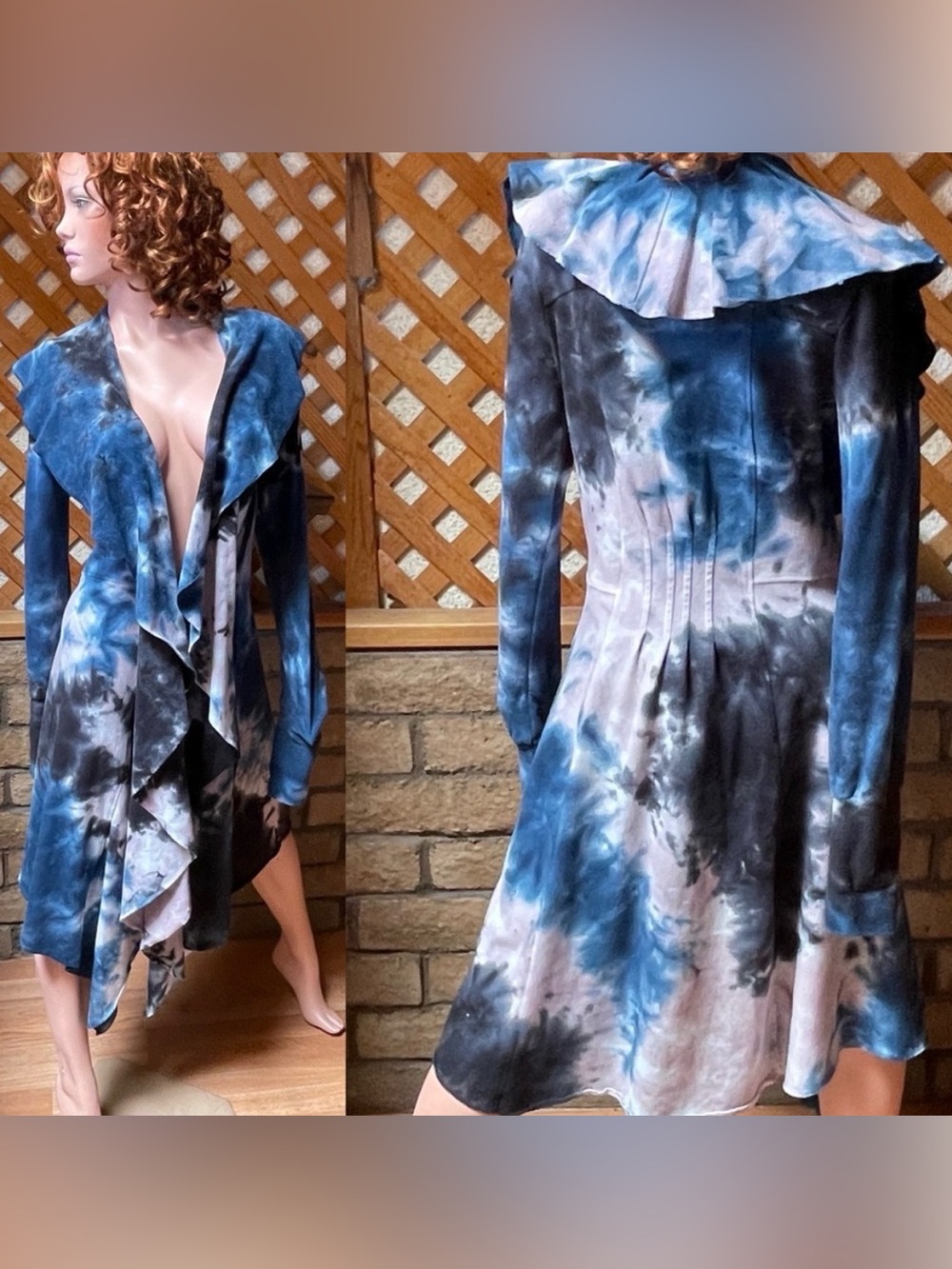 Vintage Y2K French Terry TIE-Dye DUSTER JACKET Size XS